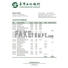 Taiwan Land Bank of Taiwan fake bank statement Excel and PDF template