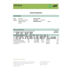 Tajikistan Alif fake bank statement Excel and PDF template