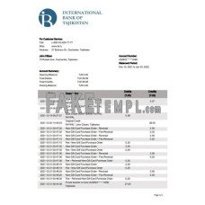 Tajikistan ITB fake bank statement Word and PDF template