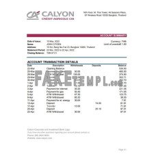 Thailand Calyon fake bank statement Excel and PDF template