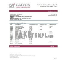 Thailand Caylon fake bank statement Word and PDF template