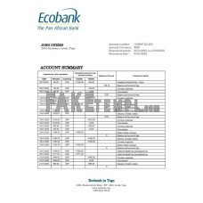 Togo Ecobank fake bank statement Word and PDF template