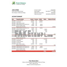 Trinidad and Tobago First Citizens fake bank statement Excel and PDF template