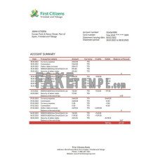 Trinidad and Tobago First Citizens fake bank statement Word and PDF template