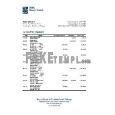 Trinidad and Tobago Royal Citizens fake bank statement Word and PDF template