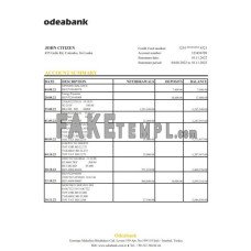 Turkey Odeabank fake bank statement Excel and PDF template