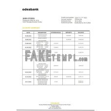 Turkey Odeabank fake bank statement Word and PDF template