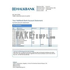 Turkmenistan HalkBank fake bank statement Excel and PDF template, version 2