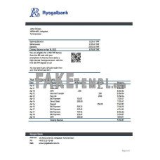 Turkmenistan Rysgal fake bank statement Word and PDF template