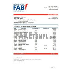 UAE First Abu Dhabi fake bank statement Excel and PDF template