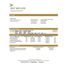 USA Bank of New York Mellon fake bank statement Word and PDF template