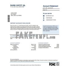 USA Bank of the West fake bank statement Word and PDF template