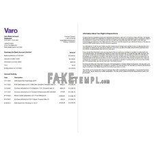 USA California Varo fake bank statement Word and PDF template, 2 pages