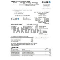 USA Chase bank Mastercard card fake statement Word and PDF template