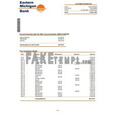 USA Eastern Michigan bank account fake statement Word and PDF template