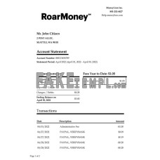 USA Moneylion fake bank statement Word and PDF template, 2 pages