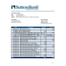 USA Ohio Sutton fake bank statement Excel and PDF template