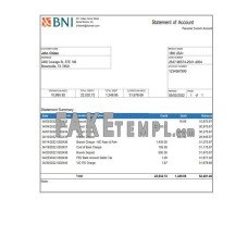 USA Texas BNI bank account fake statement Word and PDF template