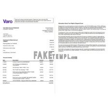 USA Varo fake bank statement Word and PDF template, 11 pages