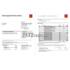 USA Wells Fargo Bank Simple Business Checking fake bank statement Word and PDF template, 4 pages