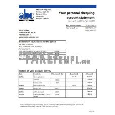 Uganda ABC Bank of Uganda fake bank statement Excel and PDF template