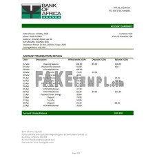 Uganda Bank of Africa fake bank statement Word and PDF template