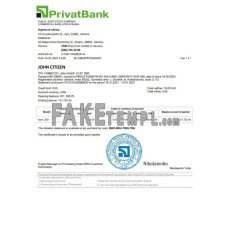 Ukraine Privatbank fake bank statement Word and PDF template, version 2