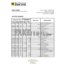 Ukraine Raiffeisen fake bank statement Excel and PDF template