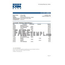 Ukraine Ukreximbank fake bank statement Excel and PDF template