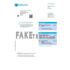 United Kingdom Barclays fake bank account statement  Excel and PDF template, version 1