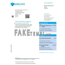 United Kingdom Barclays fake bank statement Excel and PDF template, version 2