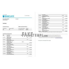 United Kingdom Barclays fake bank statement Excel and PDF template, version 3 (2 pages)