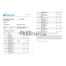 United Kingdom Barclays fake bank statement Word and PDF template, version 3 (2 pages)