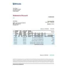 United Kingdom Bitwala fake bank statement Word and PDF template