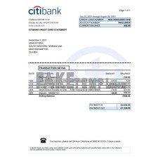 United Kingdom Citibank fake bank statement Excel and PDF template