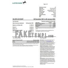 United Kingdom Lloyds fake bank statement Word and PDF template, version 2