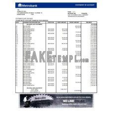 United Kingdom Metrobank fake bank statement Excel and PDF template