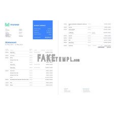 United Kingdom Monese fake bank statement Word and PDF template, 2 pages