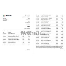 United Kingdom Monzo fake bank statement Word and PDF template(3 pages)