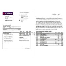 United Kingdom NatWest bank account fake statement Word and PDF template, 2 pages