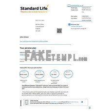 United Kingdom Standard Life pension fake bank statement Excel and PDF template