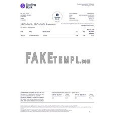 United Kingdom Starling fake bank statement Word and PDF template