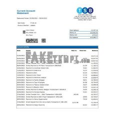 United Kingdom TSB fake bank statement Excel and PDF template