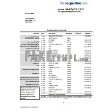 United Kingdom The Co-operative fake bank statement Excel and PDF template