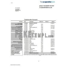 United Kingdom The Co-operative fake bank statement Word and PDF template