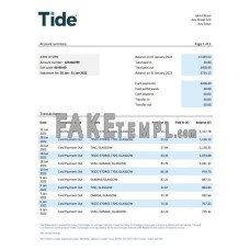 United Kingdom Tide fake bank statement Word and PDF template