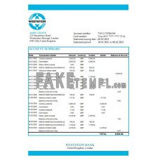 United Kingdom WestStein fake bank statement Excel and PDF template