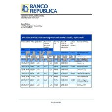 Uruguay Banco de la República Oriental del Uruguay fake bank statement Word and PDF template