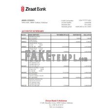 Uzbekistan Ziraat fake bank statement Excel and PDF template