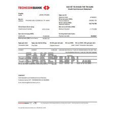 Vietnam Techcombank fake bank statement Excel and PDF template